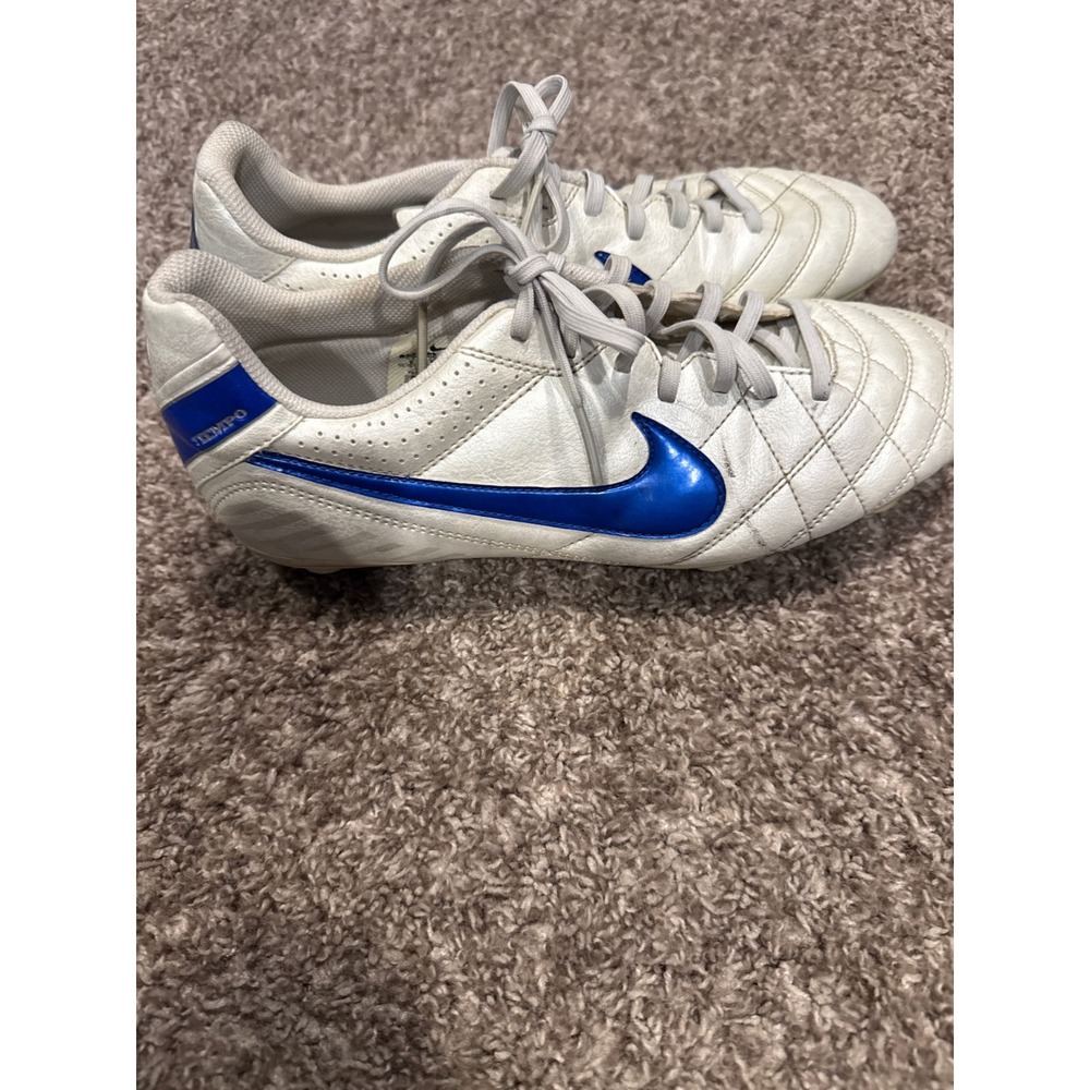 Nike Tiempo Soccer Cleats White Blue Metallic 454325-140 Womens 9